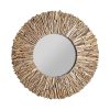Espejo Varverg de estilo étnico fabricado en madera tropical en color marrón con acabado envejecido combinado con espejo. Bastones madera.