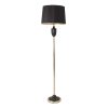 Lámpara de pie de estilo clásico fabricado en hierro en color negro combinado con vidrio en color oro y poliéster.