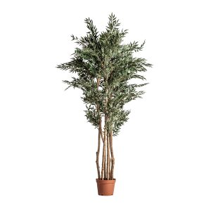 Planta Helecho de estilo shabby chic fabricado en poliéster en color verde combinado con plástico y madera. Producto plegable.