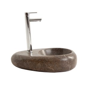 Lavabo Cáncer de estilo contemporáneo fabricado en piedra en color gris.