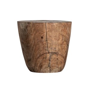 Mesa auxiliar Chitsa de estilo étnico fabricado en madera tropical en color marrón con acabado envejecido.