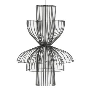 Lámpara de colgar Sealza de estilo art deco fabricado en hierro en color negro.