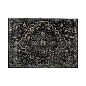 Alfombra Anxela de estilo clásico fabricado en viscosa en color tonos oscuros. Backing: 43% algodón 33% poliéster 20% latex 4% viscosa.