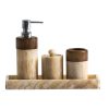 Set de aseo j 4 Neptuno de estilo contemporáneo fabricado en onix en color marfil combinado con madera de ébano.