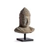 Busto Thailandés de estilo oriental fabricado en piedra en color marrón con acabado envejecido.