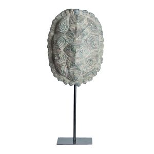 Figura decorativa Caparazón tortuga de estilo nórdico fabricado en resina en color gris combinado con hierro. Producto desmontable.