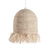 Lámpara de colgar de estilo contemporáneo fabricado en fibra natural en color marrón.