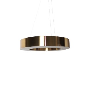 Lámpara de colgar de estilo art deco fabricado en hierro en color oro. Producto extensible.