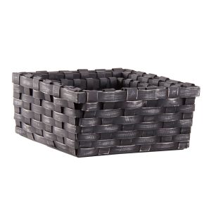 Cesta j 3 de estilo provenzal fabricado en mimbre en color negro.