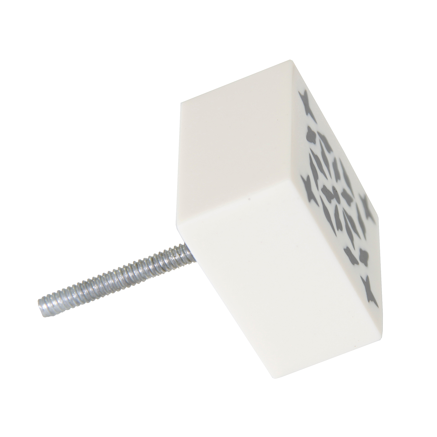 Tirador Lenin de estilo vintage fabricado en hierro en color blanco combinado con cerámica en color negro y madera de mango.