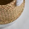 Cesto Amalia de estilo vintage fabricado en ratán en color marrón combinado con algodón en color blanco.