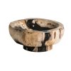 Cuenco de estilo étnico fabricado en madera petrificada en color multicolor con acabado envejecido.