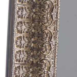 Espejo Kobu de estilo vintage fabricado en resina en color marrón con acabado envejecido combinado con espejo.