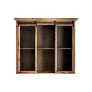Vitrina modular Ikast de estilo industrial fabricado en madera de pino reciclado en color negro en color natural. Compatible con: 27012.