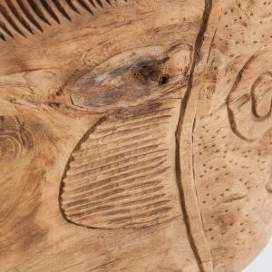 Figura decorativa Taskent de estilo étnico fabricado en madera de teka en color marrón con acabado envejecido.