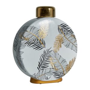 Tibor Uxue de estilo provenzal fabricado en cerámica en color blanco en color oro.