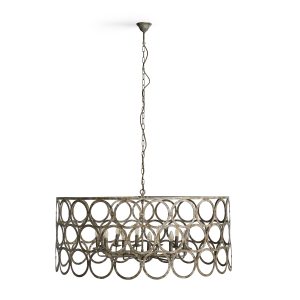 Lámpara de colgar de estilo provenzal fabricado en hierro en color plata con acabado envejecido.