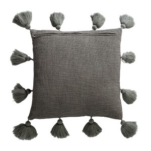 Cojín Tatis de estilo clásico fabricado en algodón en color gris y poliéster. Producto desenfundable.