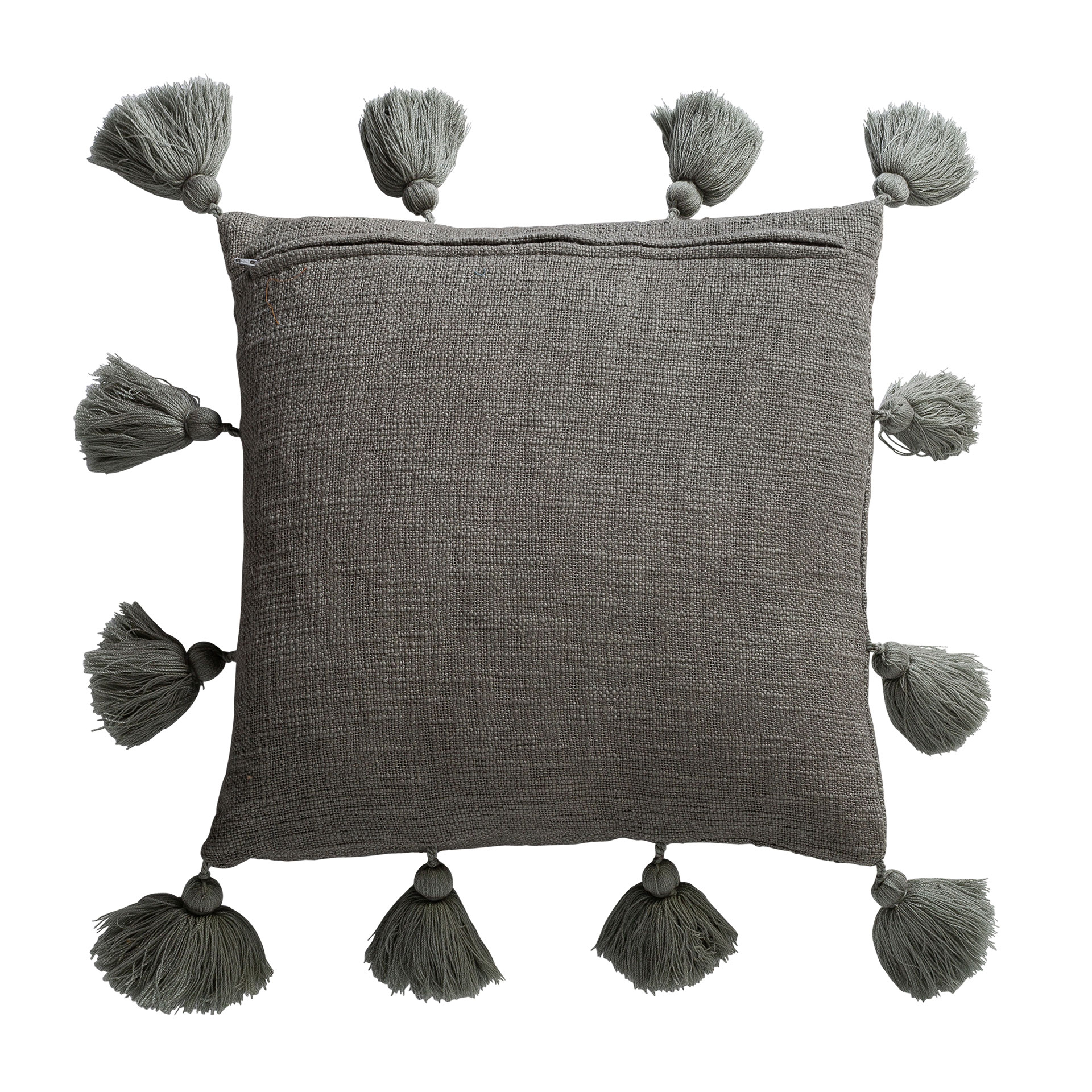 Cojín Tatis de estilo clásico fabricado en algodón en color gris y poliéster. Producto desenfundable.