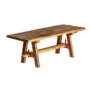 Banco badai en color natural envejecido de estilo étnico. Fabricado en madera de mango reciclada. Producto desmontable.