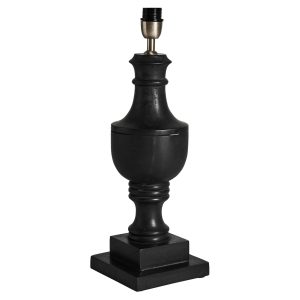 Lámpara de sobremesa de estilo provenzal fabricado en madera de mango en color negra combinado con algodón.