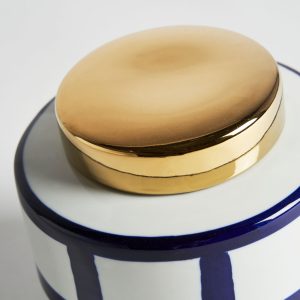 Tibor Juno de estilo contemporáneo fabricado en cerámica en color tonos de azul.