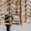 Lámpara de pie plissé rattan de estilo nórdico fabricado en hierro en color negro combinado con ratán en color marrón claro.