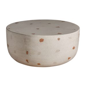 Mesa de centro massa de estilo contemporáneo fabricado en terrazo en color blanco.