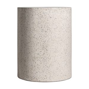 Mesa auxiliar albenga de estilo contemporáneo fabricado en terrazo en color blanco.