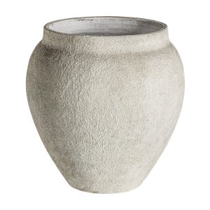 Tinaja egerak de estilo contemporáneo fabricado en terracota en color blanco roto.