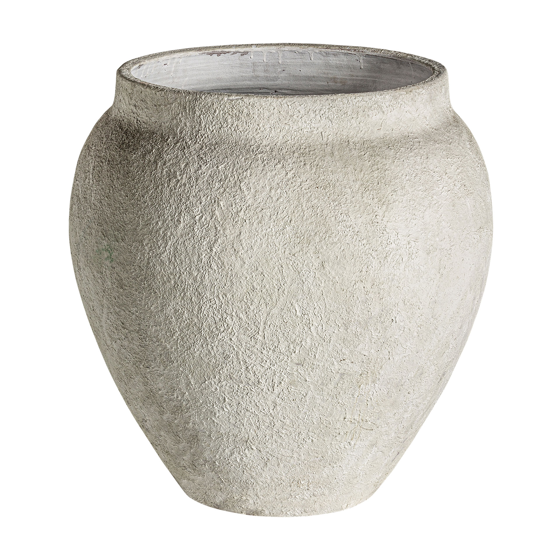 Tinaja egerak de estilo contemporáneo fabricado en terracota en color blanco roto.