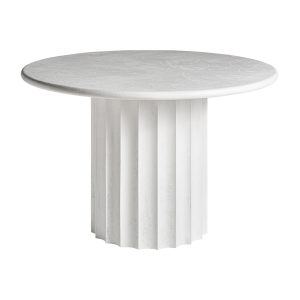 Mesa comedor mulcey de estilo contemporáneo fabricado en resina en color blanco con acabado rugoso combinado con madera dm. Producto desmontable.