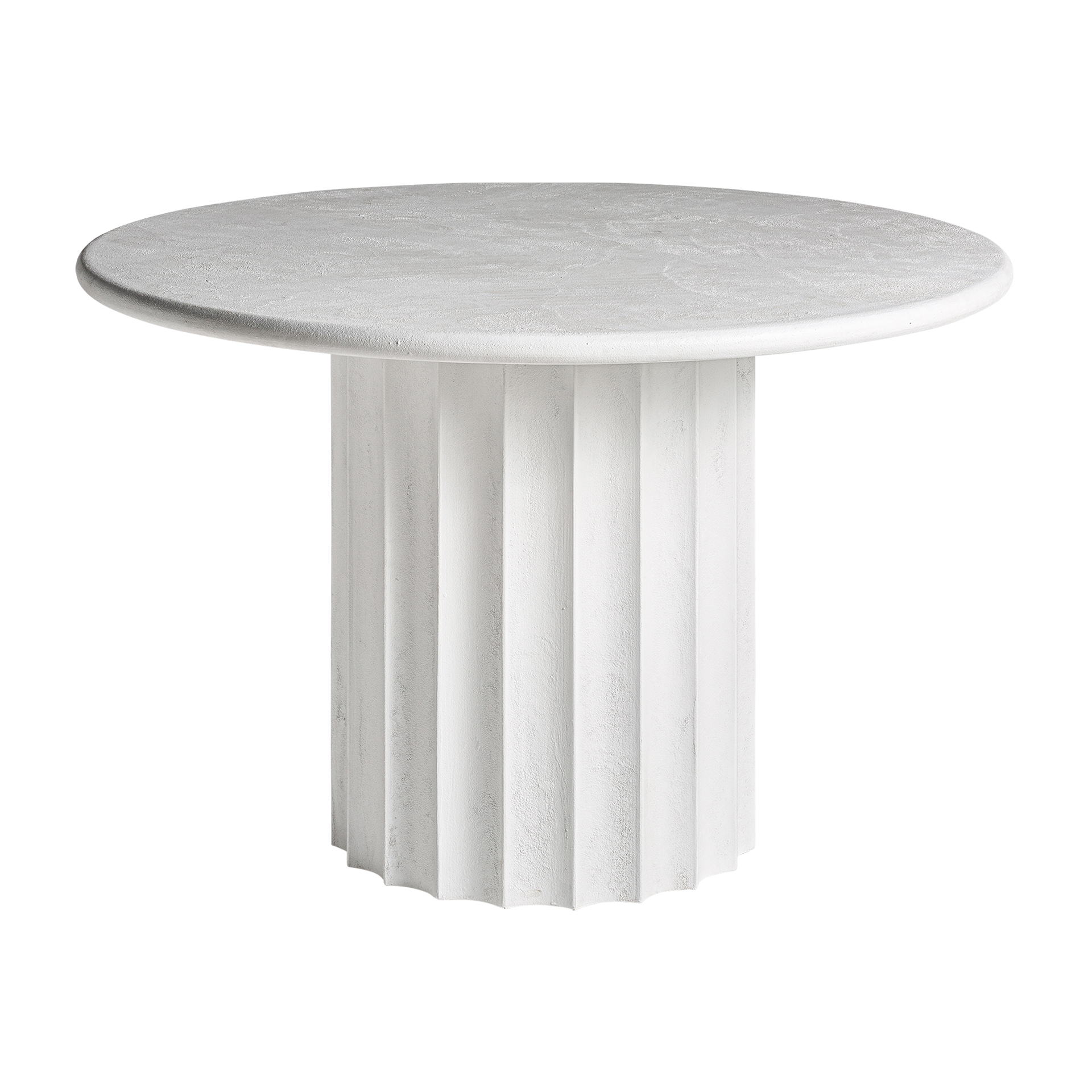 Mesa comedor mulcey de estilo contemporáneo fabricado en resina en color blanco con acabado rugoso combinado con madera dm. Producto desmontable.