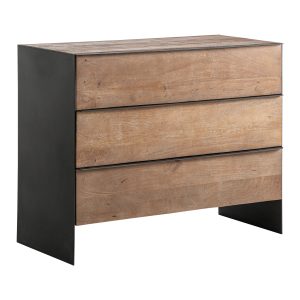 Cómoda killeany de estilo industrial fabricado en madera de mango en color marrón combinado con hierro en color negro.