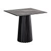 Mesa bar Plissé wood de estilo contemporáneo fabricado en madera de mango en color negro combinado con mármol mate en color negro. Producto desmontable.