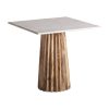 Mesa bar Plissé wood de estilo contemporáneo fabricado en madera de mango en color marrón combinado con mármol en color blanco. Producto desmontable.