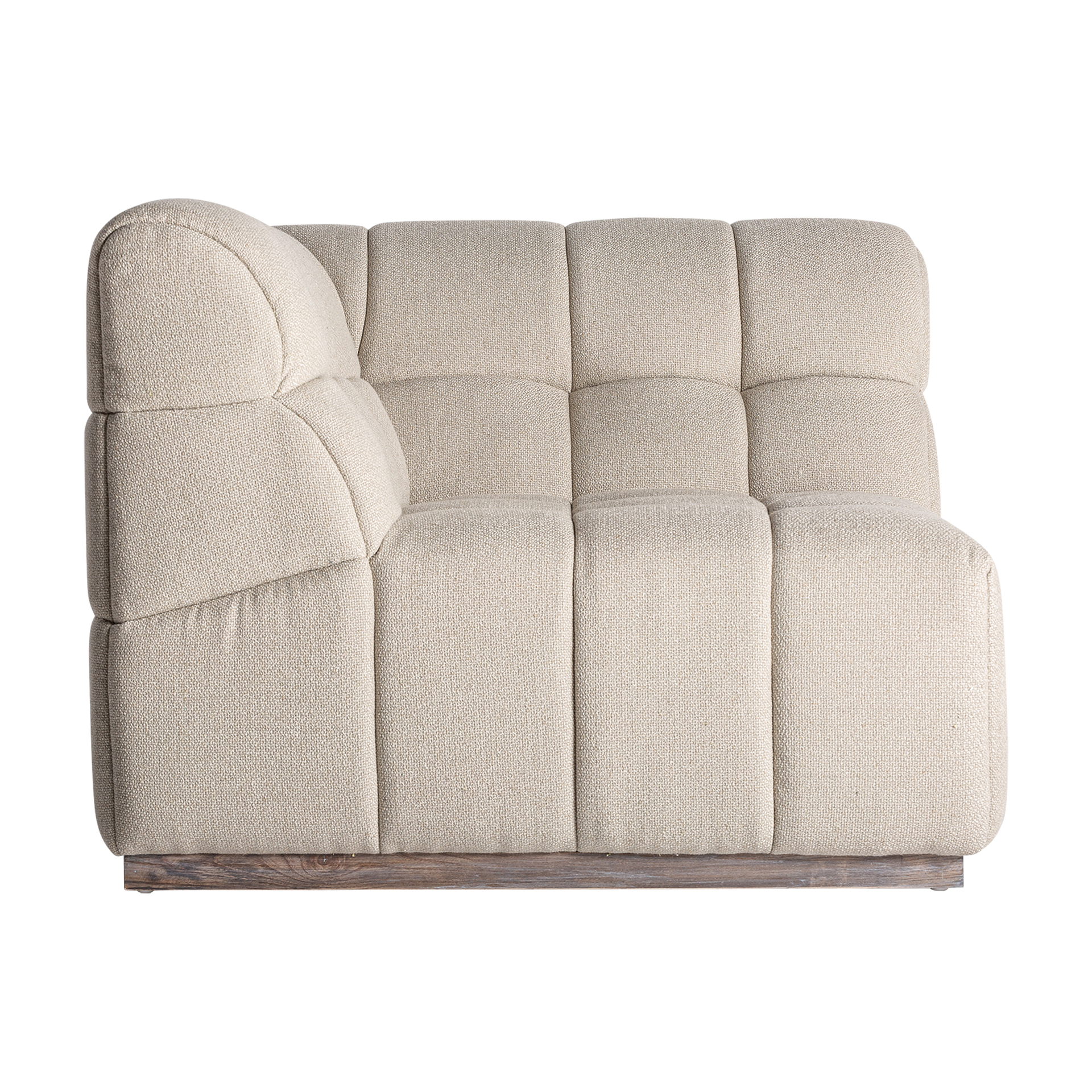 Módulo sofá esquinero Winzer de estilo contemporáneo fabricado en madera de pino en color marrón claro combinado con poliéster en color blanco roto. Compatible con: 33220 33223 33221.