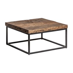 Mesa de centro walding de estilo industrial fabricado en madera recuperada en color marrón combinado con hierro.