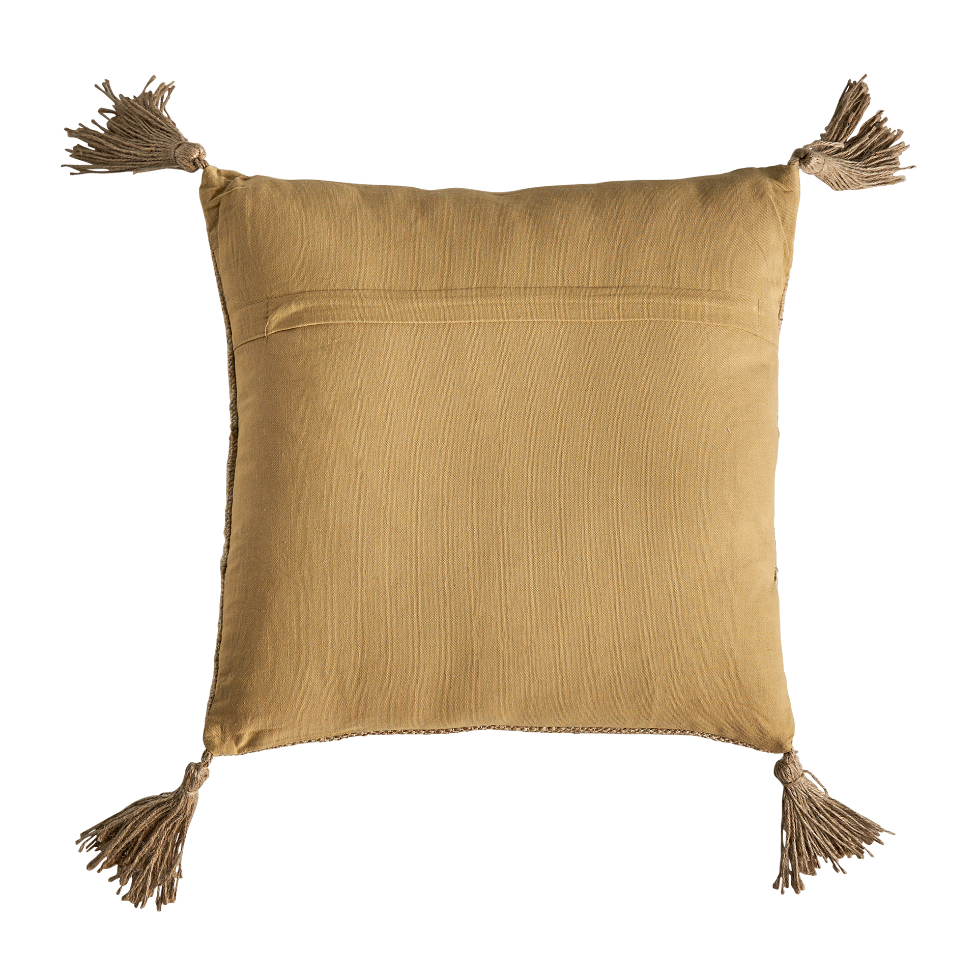 Cojín cuadrada elgin de estilo vintage fabricado en yute en color marrón. Producto desenfundable.