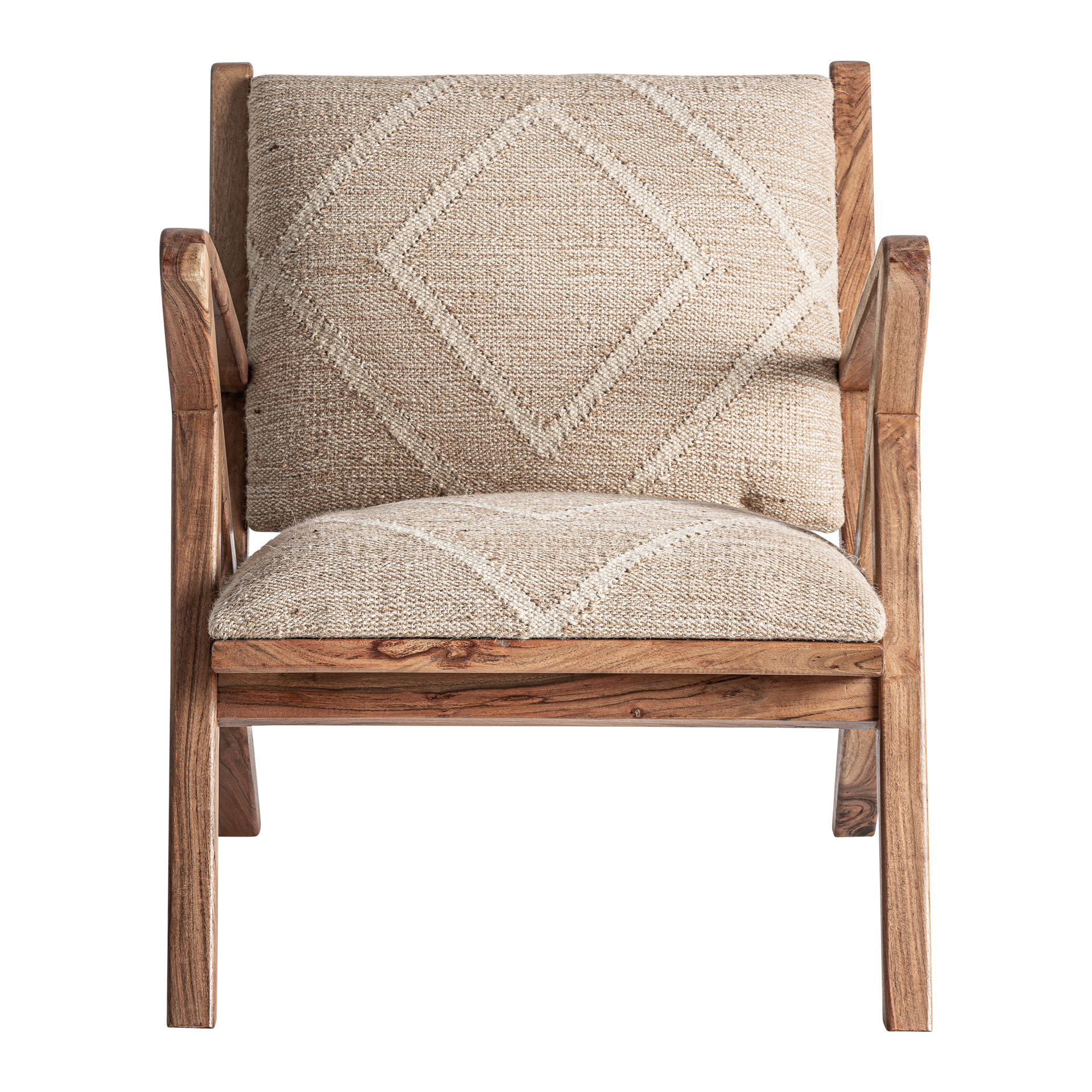 Sillón elgin de estilo vintage fabricado en yute en color tonos en marrón combinado con madera de mango en color marrón.