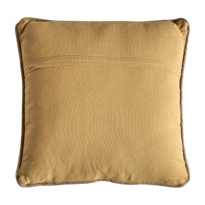 Cojín cuadrada keith de estilo vintage fabricado en yute en color marrón con acabado killim combinado con poliéster en color beige. Producto desenfundable.