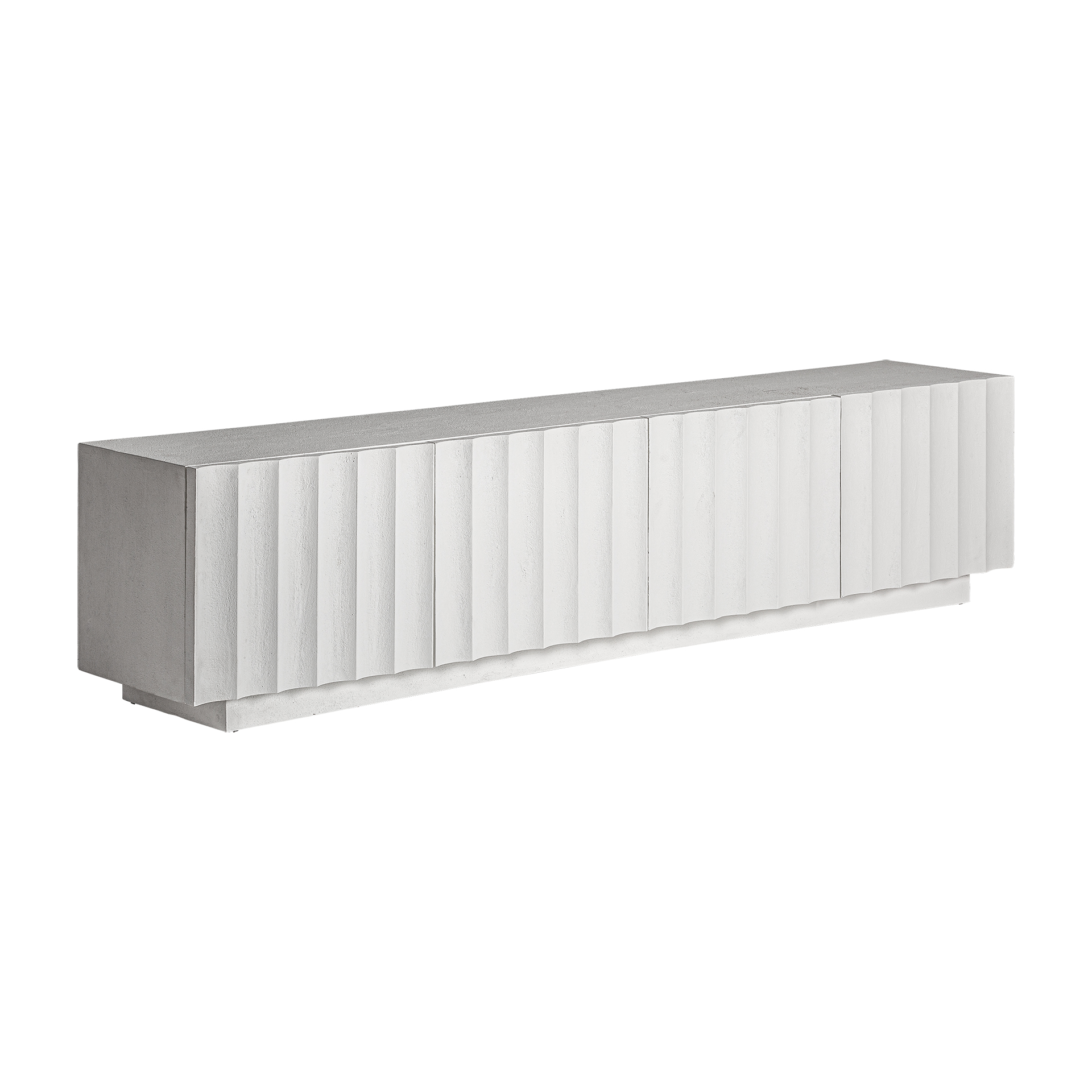 Mueble tv mulcey de estilo contemporáneo fabricado en resina en color blanco combinado con madera dm.