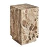 Mesa auxiliar grov de estilo art deco fabricado en mármol en color beige.