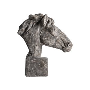 Busto horse de estilo contemporáneo fabricado en resina en color gris.