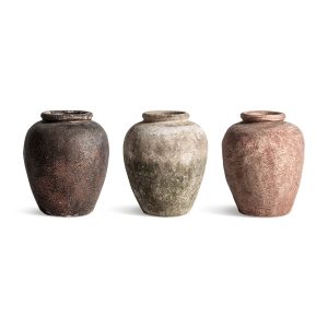 Tinaja Eliseo de estilo vintage fabricado en terracota en color tonos en marrón.