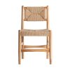 Silla Agia de estilo contemporáneo fabricado en madera de teka en color marrón claro combinado con cáñamo en color marrón claro.