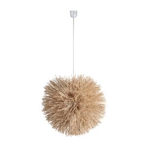 Lámpara de colgar de estilo boho fabricado en ratán en color marrón.