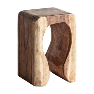 Mesa auxiliar rimini de estilo étnico fabricado en madera suar en color marrón.