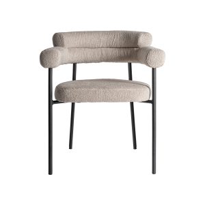 Silla Albula de estilo contemporáneo fabricado en poliéster en color gris combinado con acero inoxidable en color negro y espuma. Producto desmontable.