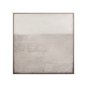 Lienzo j 2 Cyrus de estilo contemporáneo fabricado en lienzo en color tonos claros con acabado artesanal combinado con madera de pino en color marrón claro.